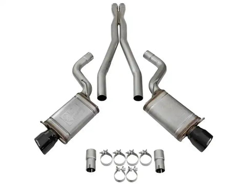 aFe 49-34063-B Mach Force-Xp 3in CB Stainless Steel Dual Exhaust System w/ Black Tips 09-15 Cadillac CTS-V
