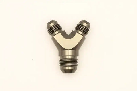 DeatschWerks 6AN Male Flare + 6AN Male Flare to 8AN Male Flare Y Block Fitting