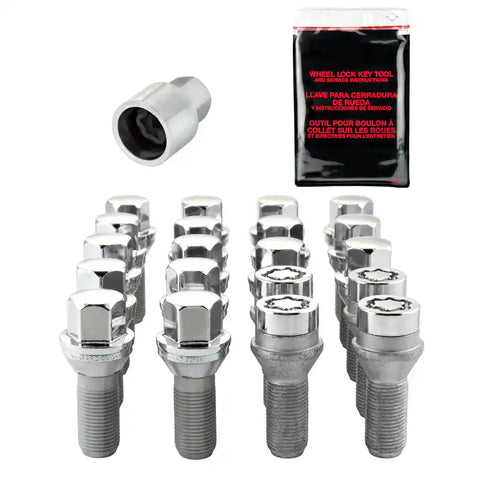 McGard 5 Lug Hex Install Kit w/Locks (Cone Seat Bolt) M14X1.25 / 17mm 27.5mm Shank L. - Chrome