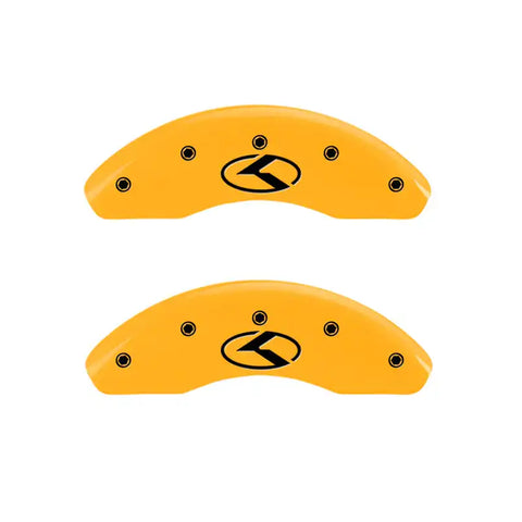 MGP 4 Caliper Covers Engraved Front & Rear Circle K/Kia Yellow finish black ch