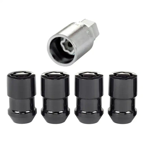 McGard Wheel Lock Nut Set - 4pk. (Cone Seat) 1/2-20 / 3/4 & 13/16 Dual Hex 1.46in. Length Black