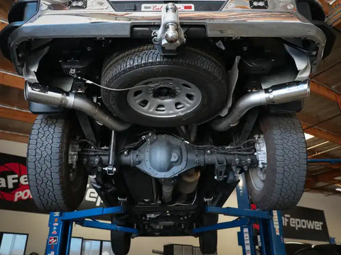 aFe 49-44126-P Large Bore-HD 4in 409SS DPF-Back Exhaust System w/Polished Tips 20 GM Diesel Trucks V8-6.6L