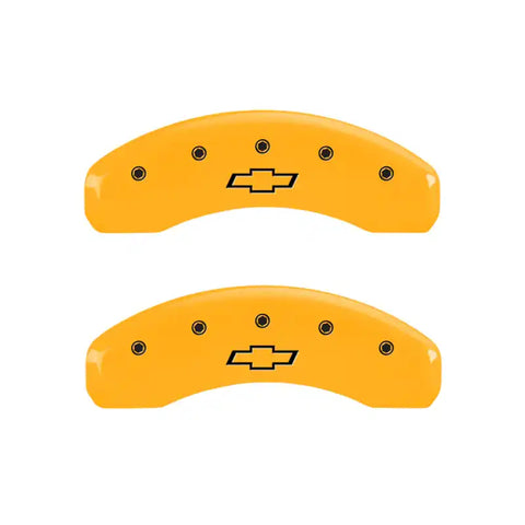 MGP 4 Caliper Covers Engraved F & R Bowtie Yellow Finish Black Char 2008 Chevrolet Trailblazer