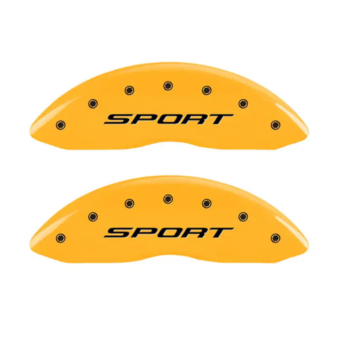 MGP 4 Caliper Covers Engraved front & Rear 2015/Sport Yellow finish black ch