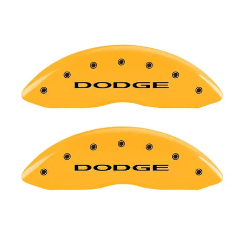 MGP Front set 2 Caliper Covers Engraved Front With out stripes/Dodge Yellow finish black ch