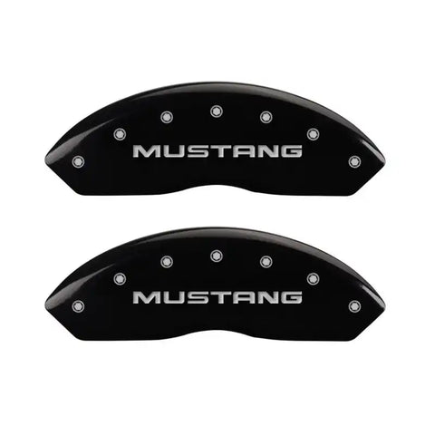MGP 4 Caliper Covers Engraved Front Mustang Engraved Rear SN95/GT Black finish silver ch