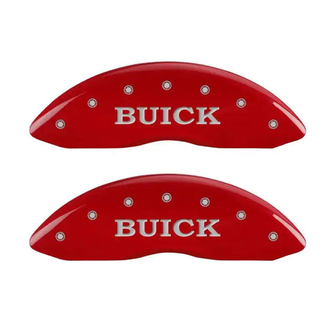 MGP 4 Caliper Covers Engraved Front Buick Engraved Rear Buick Shield Red finish silver ch