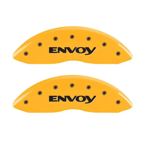 MGP 4 Caliper Covers Engraved Front & Rear Envoy Yellow Finish Black Char 2009 GMC Envoy