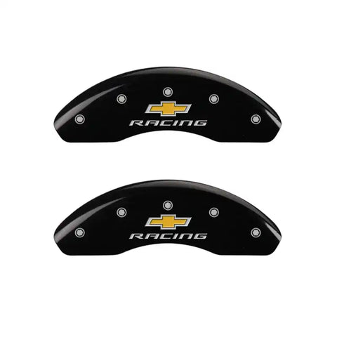 MGP 4 Caliper Covers Engraved F & R Chevy Racing Black Finish Silver Char 2019 Chevrolet Bolt EV