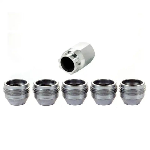 McGard Wheel Lock Nut Set - 5pk. (Under Hub Cap / Cone Seat) M14X.5 22mm Hex .893in. L. Silver