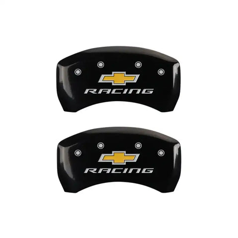 MGP 4 Caliper Covers Engraved Front & Rear Chevy racing Black finish silver ch