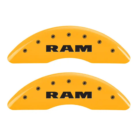 MGP 4 Caliper Covers Engraved Front Ram Rear Ramhead Yellow Finish Black Char 2010 Dodge Ram 2500