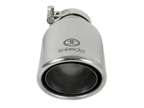 aFe 49T25404-P08 Takeda 304 Stainless Steel Clamp-On Exhaust Tip 2.5in. Inlet / 4in. Outlet 8in. L - Polished