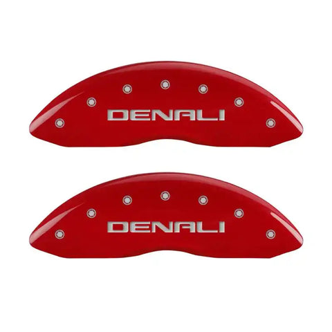 MGP 4 Caliper Covers Engraved Front & Rear Denali Red Finish Silver Char 2018 GMC Canyon