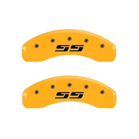 MGP 4 Caliper Covers Engraved F & R Silverado SS Yellow Finish Black Char 2002 Chevy Silverado 1500