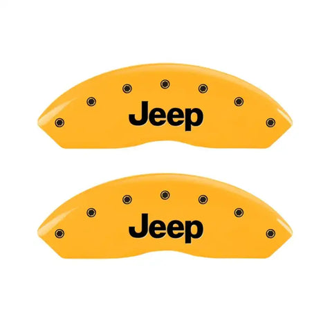 MGP 2 Caliper Covers Engraved Front Jeep Yellow Finish Black Characters 2006 Jeep Wrangler