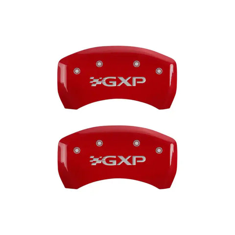 MGP 4 Caliper Covers Engraved Front Pontiac Engraved Rear GXP Red finish silver ch