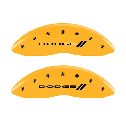 MGP 4 Caliper Covers Engraved F & R w/ Stripes/Dodge Yellow Finish Black Char 2008 Dodge Durango