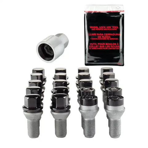 McGard 4 Lug Hex Install Kit w/Locks (Cone Seat Bolt) M12X1.25 / 17mm 22.0mm Shank L. - Black