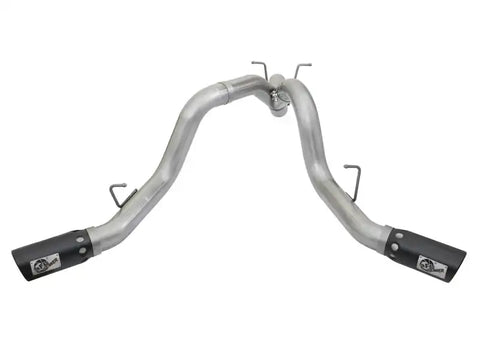 aFe 49-04086-B ATLAS 4in DPF-Back Alum Steel Exhaust System w/Dual Exit Black Tip 2017 GM Duramax 6.6L (td)
