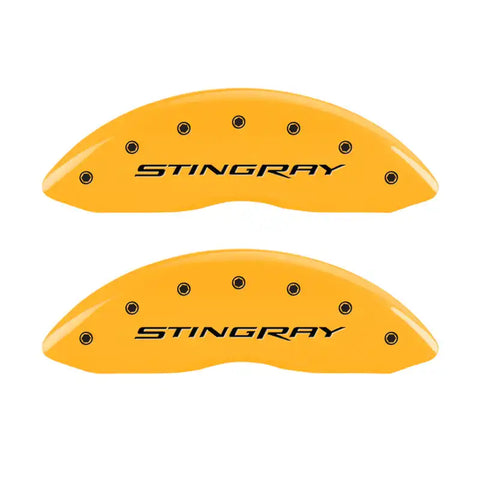 MGP 4 Caliper Covers Engraved Front & Rear Stingray Yellow finish black ch