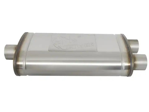 aFe 49M00015 MACHForce XP SS Muffler 3in Center Inlet / Offset Outlet 22in L x 11in W 6in H Body