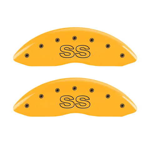 MGP 4 Caliper Covers Engraved Front & Rear Classic/SS Yellow Finish Black Char 2000 Chevrolet Camaro
