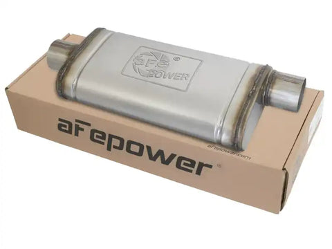 aFe 49M00020 MACHForce XP SS Muffler 3in Center Inlet / Offset Outlet 18in L x 9in W x4in H Body