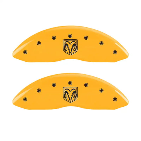 MGP 4 Caliper Covers Engraved Front RAM Engraved Rear RAMHEAD Yellow finish black ch