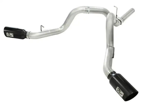 aFe 49-04043-B MACHForce XP Exhaust Aluminized Dual Split DPF Back 11-15 GM Diesel Truck V8-6.6L (td) (BLK tip)