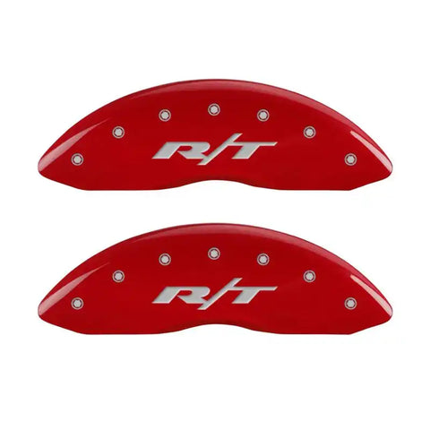 MGP 4 Caliper Covers Engraved Front & Rear RT1-Truck Red finish silver ch