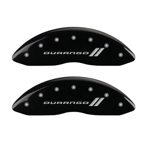 MGP 4 Caliper Covers Engraved Front & Rear With stripes/Durango Black finish silver ch