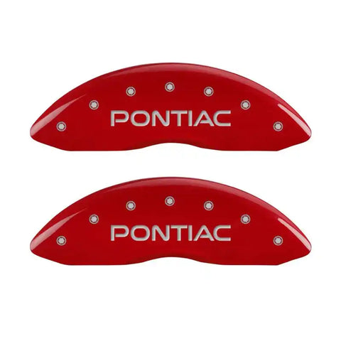 MGP 4 Caliper Covers Engraved Front Pontiac Rear Arrow Red Finish Silver Char 2006 Pontiac GTO