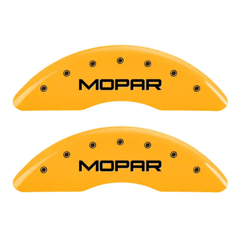 MGP 4 Caliper Covers Engraved Front & Rear Mopar Yellow Finish Black Char 2010 Dodge Ram 2500