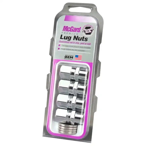 McGard Hex Lug Nut (Drag Racing Short Shank) 1/2-20 / 13/16 1.6in. Length (4-Pack) - Chrome