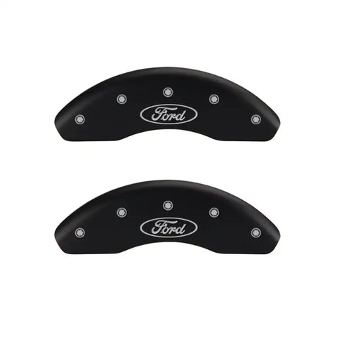 MGP 4 Caliper Covers Engraved Front & Rear Oval logo/Ford Black finish silver ch