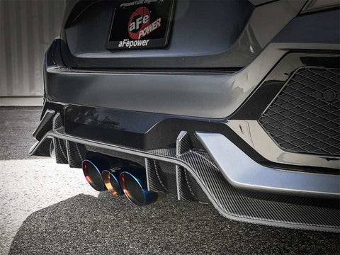 aFe 49-36616-L Takeda 3in 304 SS Cat-Back Exhaust w/ Blue Flame Tips 2017+ Honda Civic Type R I4 2.0L (t)