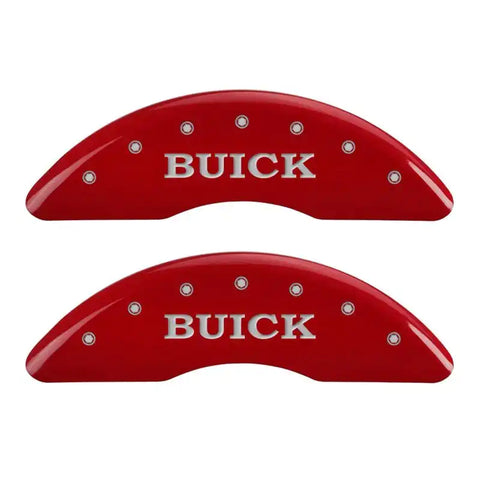 MGP 4 Caliper Covers Engraved Front Buick Rear Buick Shield Red Finish Silver Char 2015 Buick Regal
