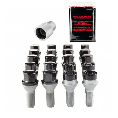 McGard 5 Lug Hex Install Kit w/Locks (Cone Seat Bolt) M12X1.25 / 17mm 25.6mm Shank L. - Black